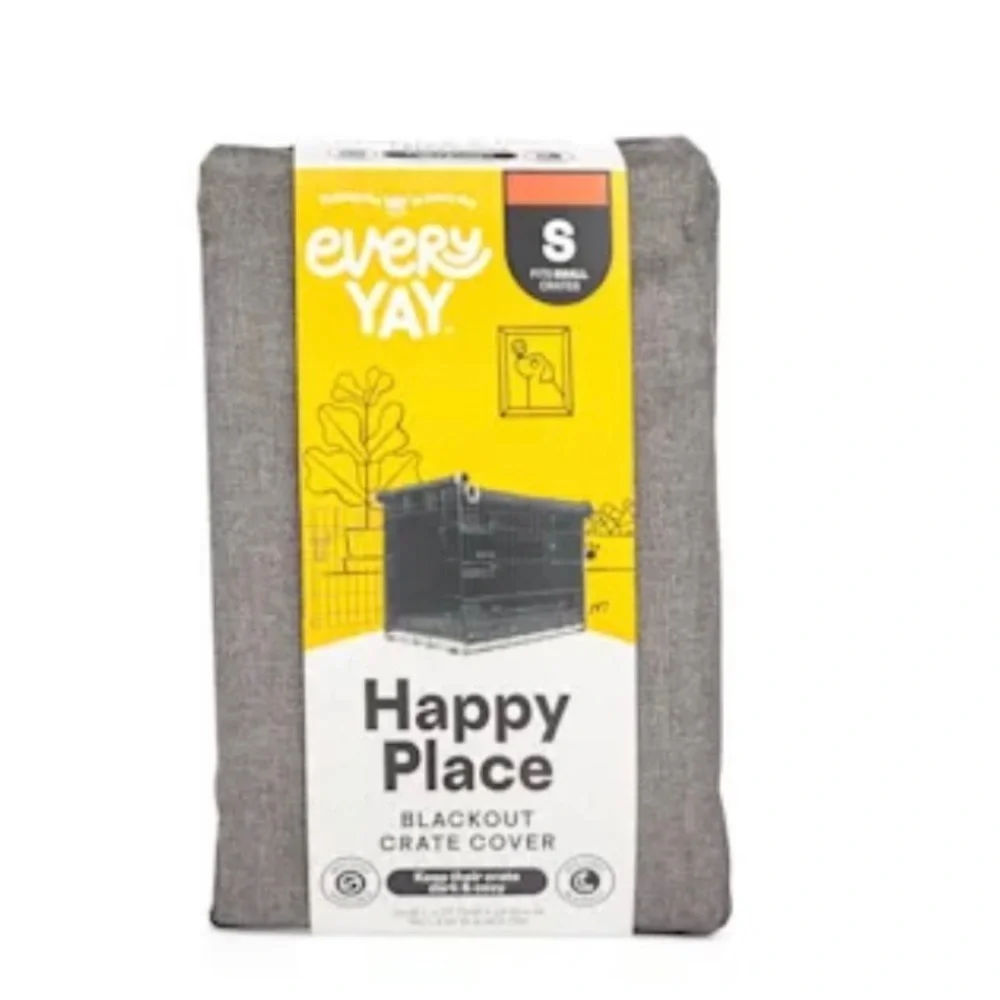EveryYay Happy Place Grey Blackout Dog Crate Cover (small)